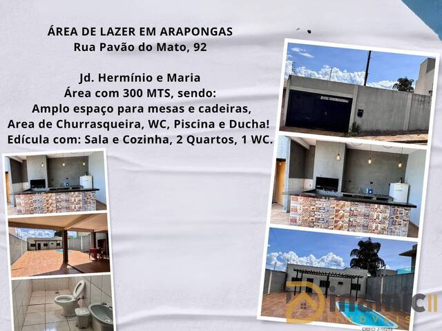 #650 - Área de lazer para Venda em Arapongas - PR